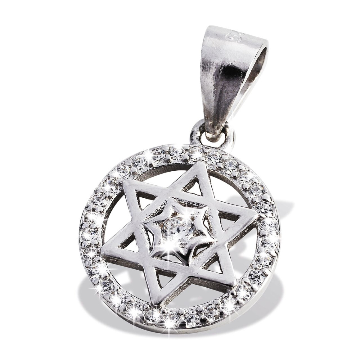 Davidstern rund mit Kristallen